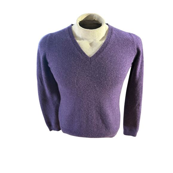 Malo Firenze 100% Cashmere Sweater Purple V-Neck Made in Italy Size 46 - Picture 1 of 10